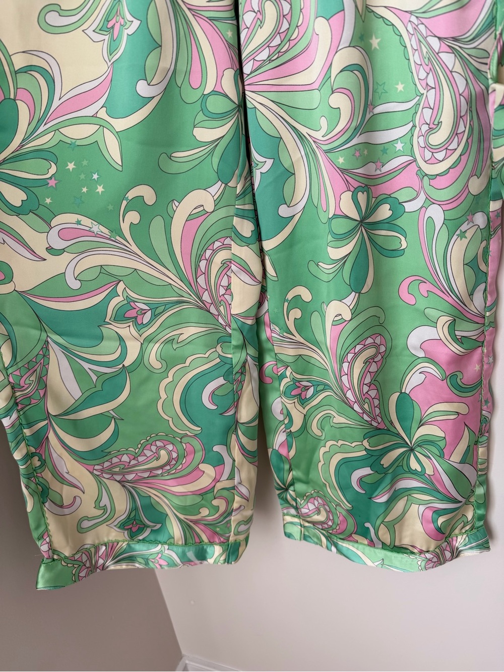 Camila Coelho Green & Pink Swirl Pucci crop top and wide leg pant Set - Picture 8 of 10